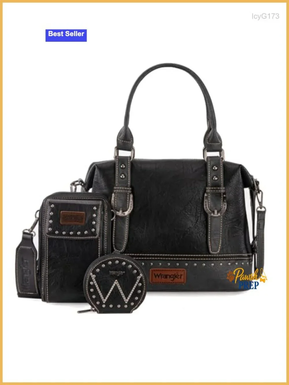 3-Piece Doctor Bag Set Top-Handle Satchel with Cell Phone Handbag & Coin Purse